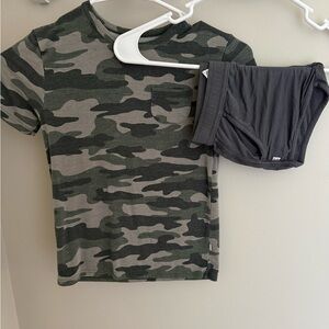 Little Sleepies Play Line Vintage Camo T-Shirt and Gray Shorts
